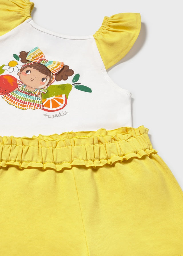 Completo pantaloncino e maglietta serigrafia baby femmina