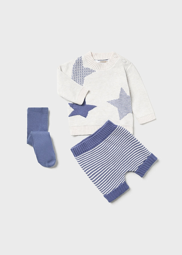 Completo 3 pezzi tricot neonato