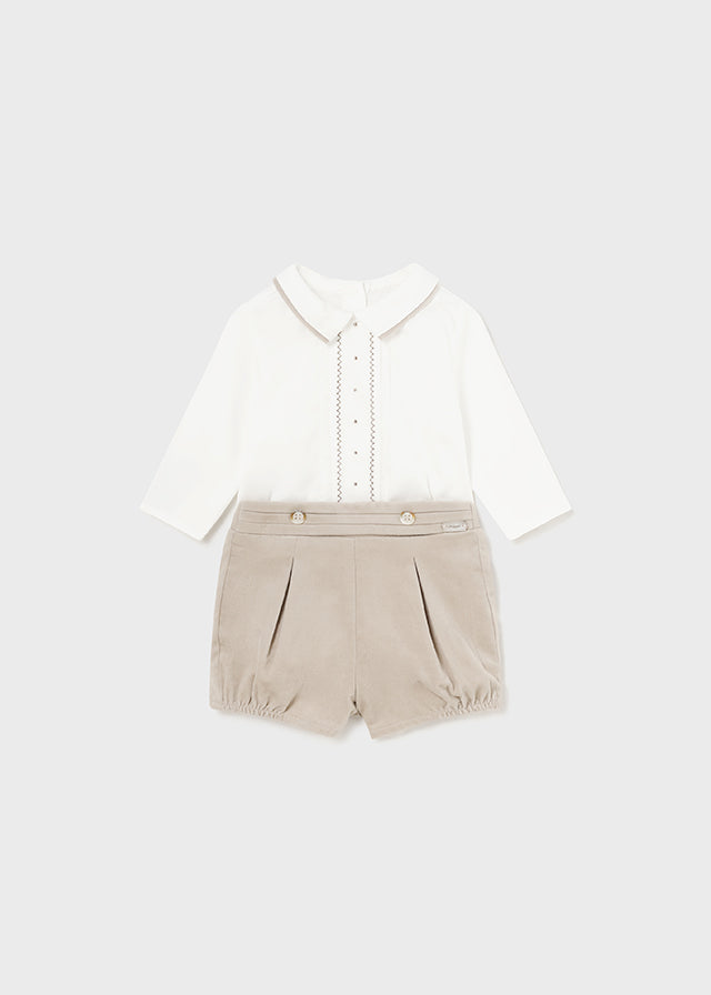 Completo pantaloncino e camicia neonato