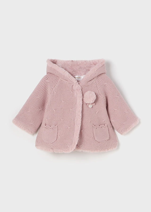 Giacca in maglia con pellicciotto neonata