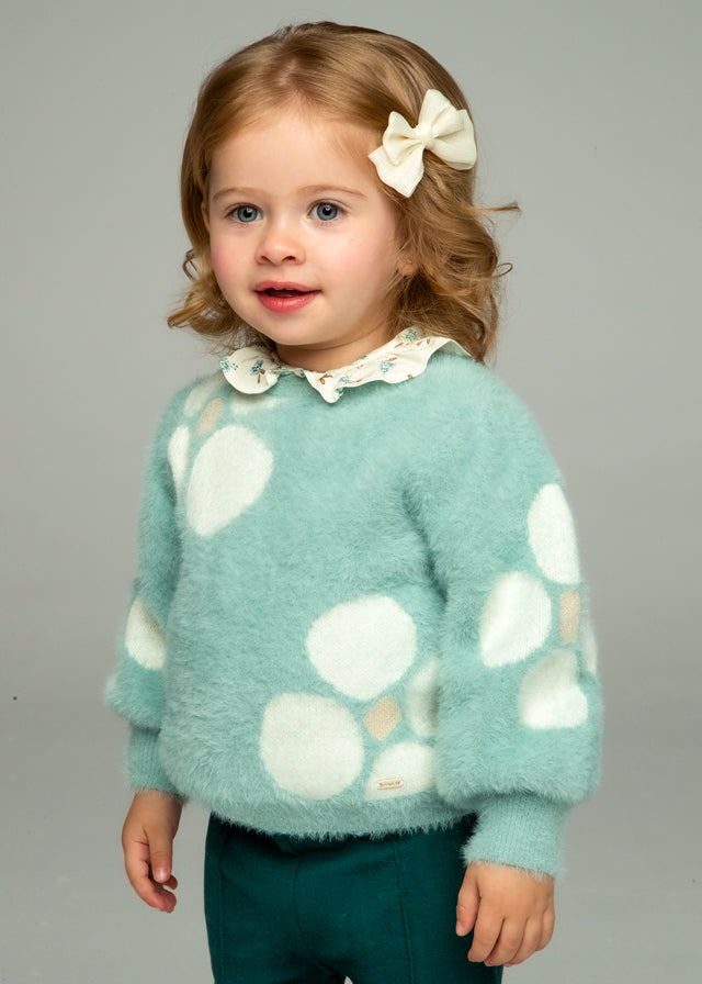 Maglione a fiori verde baby femmina