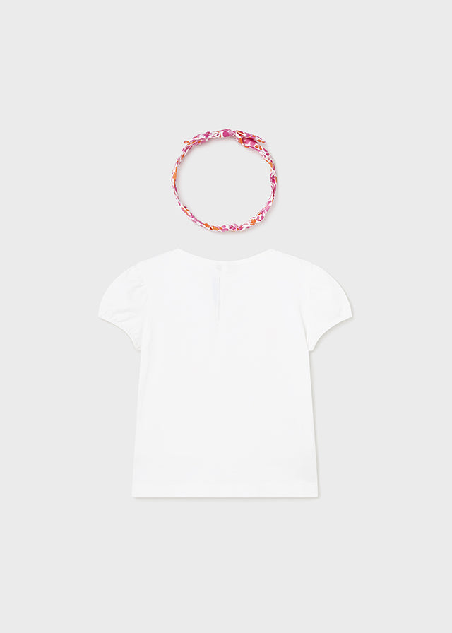 Maglietta con fascia abbinata di cotone baby femmina
