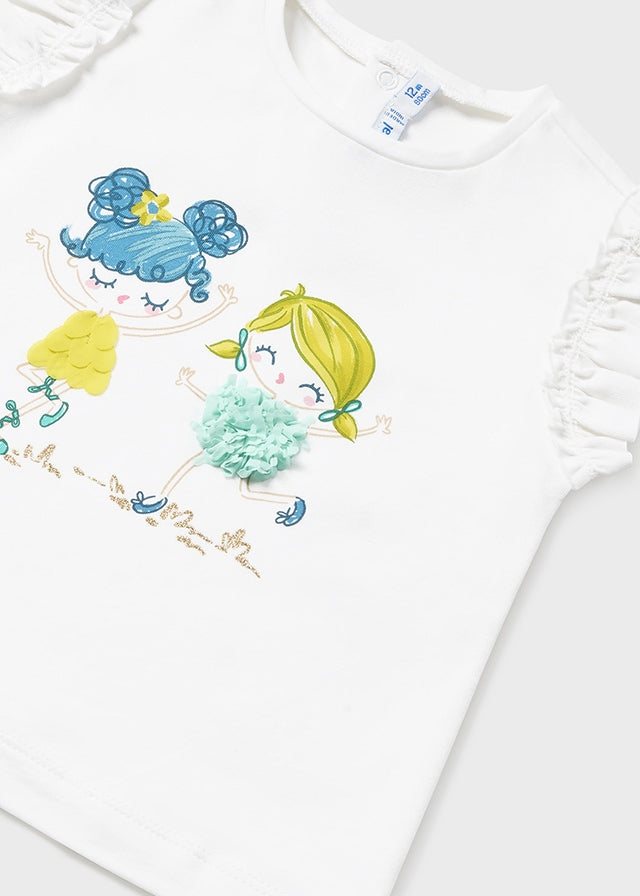 Maglietta con applicazioni di cotone baby femmina