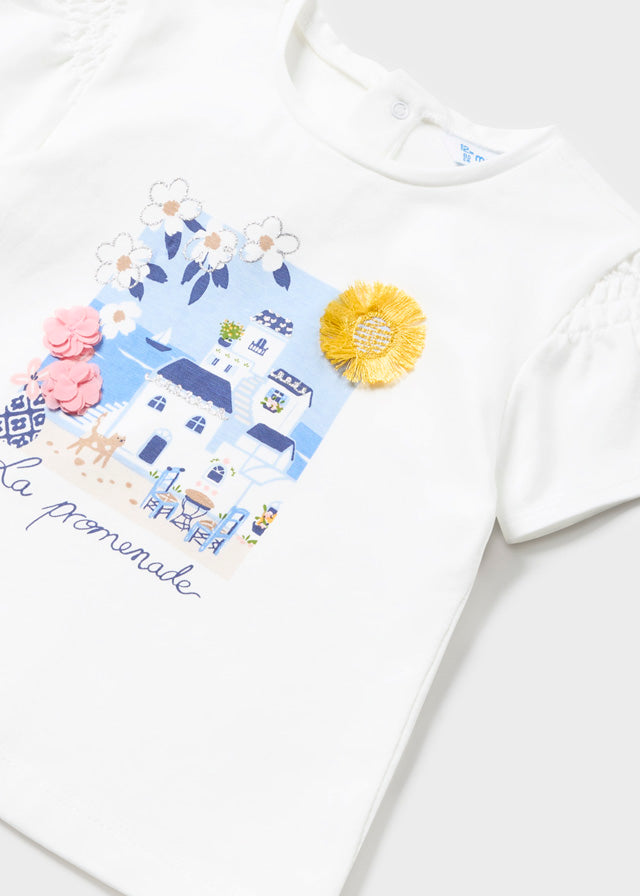 Maglietta con applicazioni di cotone baby femmina