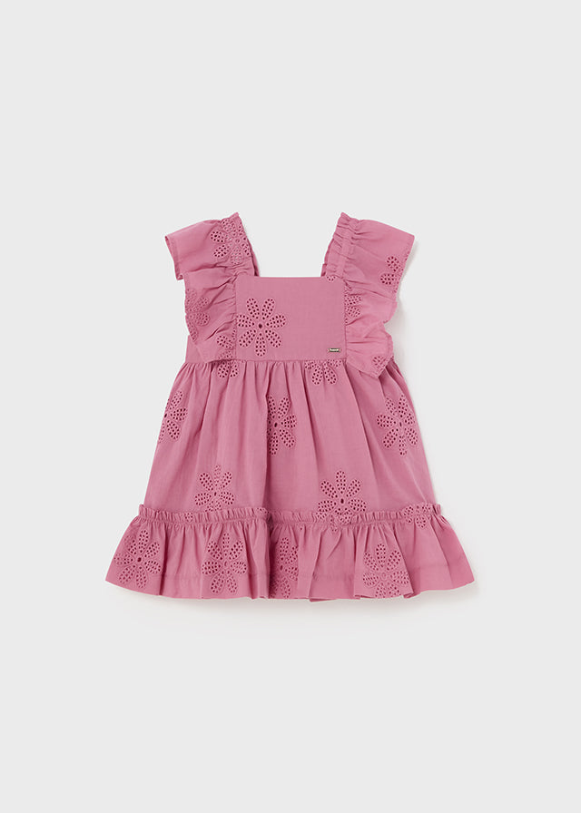 Vestito ricamato con volant baby femmina