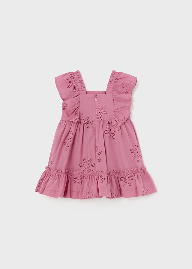 Vestito ricamato con volant baby femmina