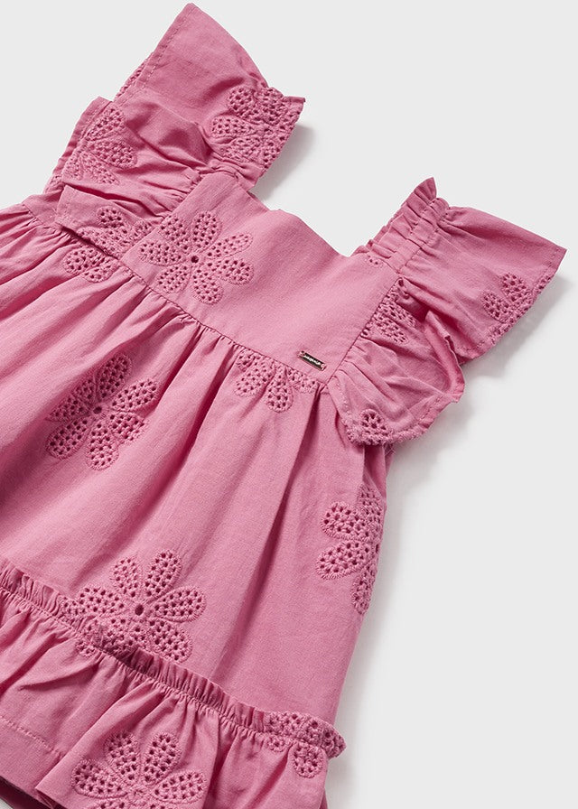 Vestito ricamato con volant baby femmina