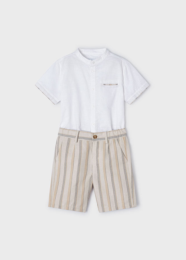 Completo 2 pezzi a righe di lino bambino