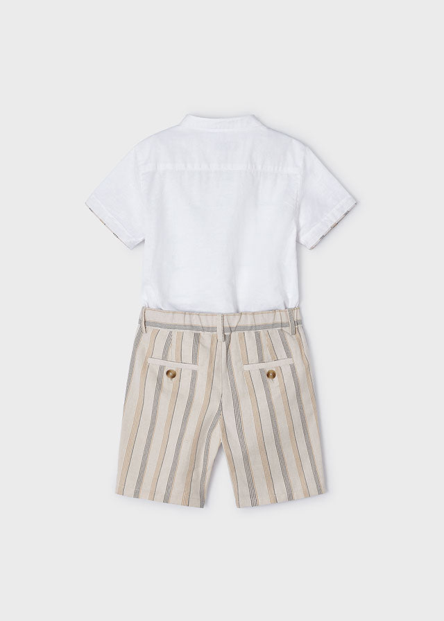 Completo 2 pezzi a righe di lino bambino