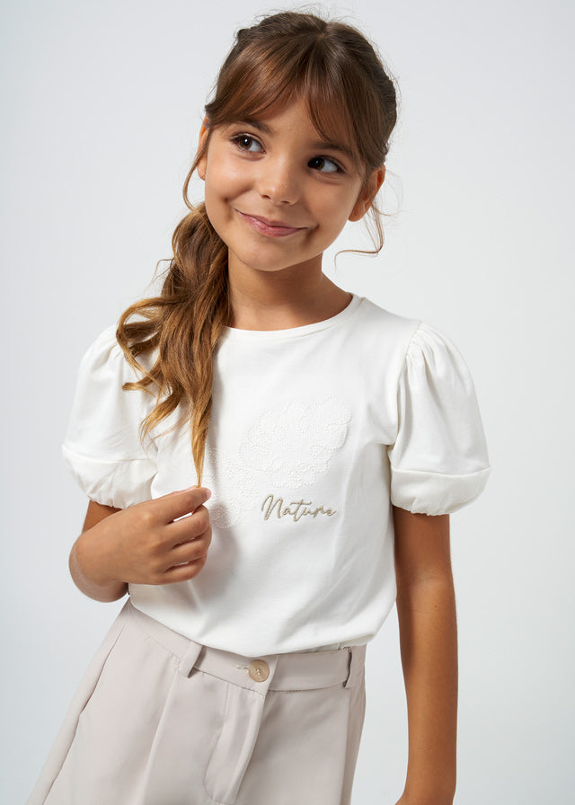 Maglietta applique di cotone ragazza