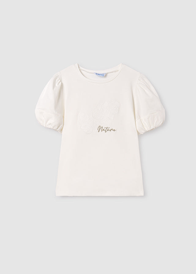 Maglietta applique di cotone ragazza