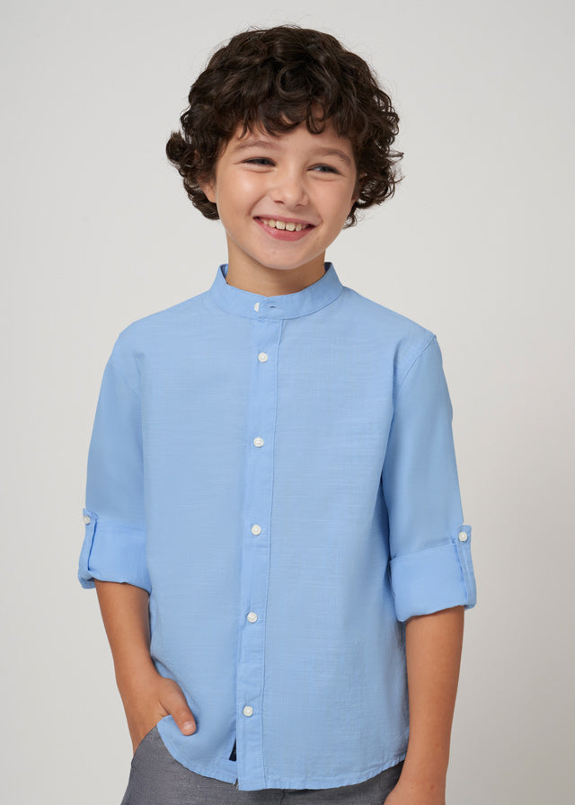 Camicia manica lunga colletto alla coreana ragazzo