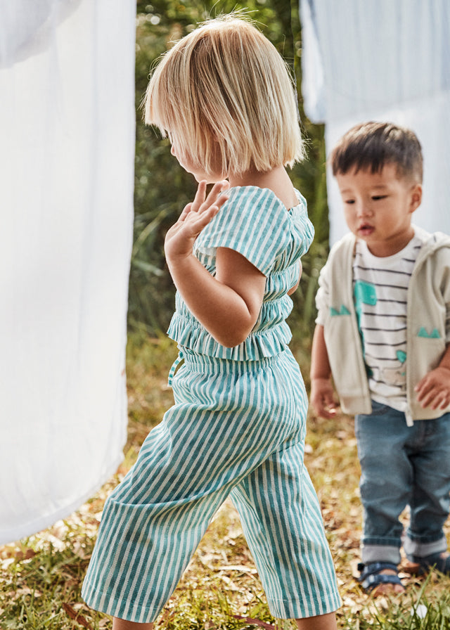 Completo pantalone e top nido d'ape baby femmina