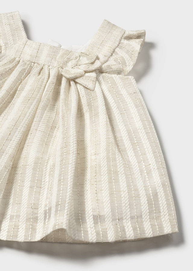 Vestito con copri pannolino righe lino neonata