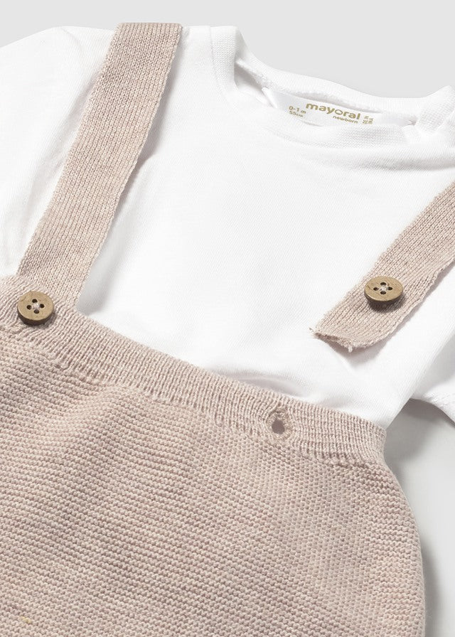 3-piece tricot set with baby cardigan