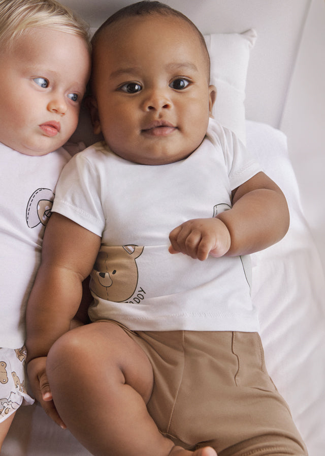 Completo pantaloncino e maglietta animaletti neonato