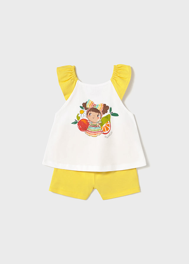Completo pantaloncino e maglietta serigrafia baby femmina