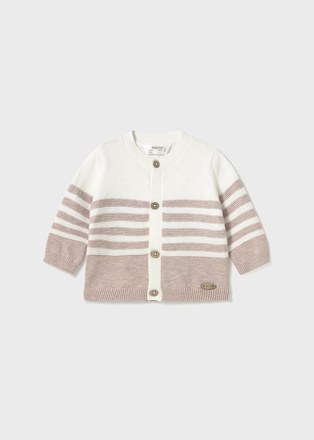 3-piece tricot set with baby cardigan