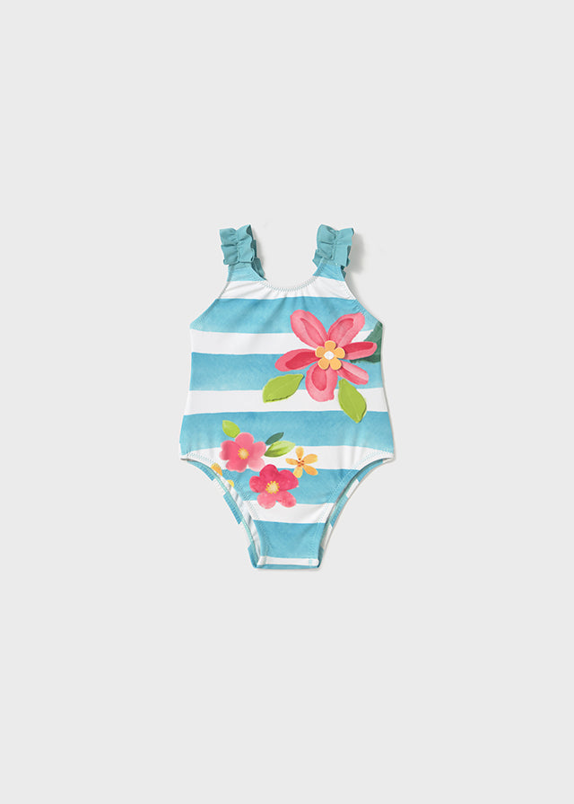 Costume righe e fiori baby femmina