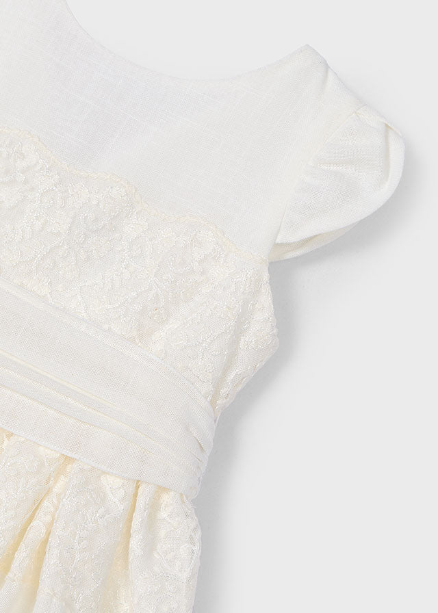 Vestito dettaglio pizzo con fusciacca bambina