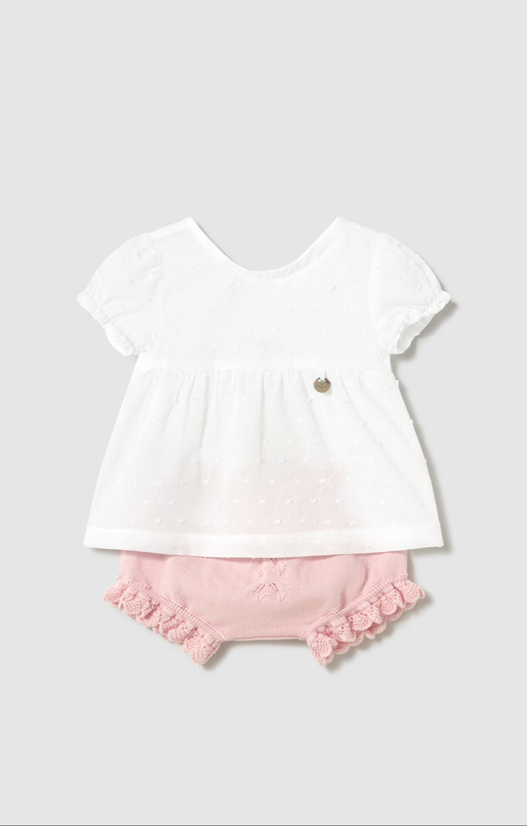 Completo copri pannolino tricot e maglietta neonata