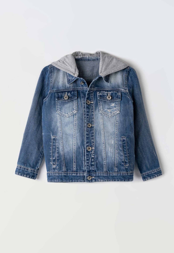 Giacca di jeans con cappuccio removibile ragazzo
