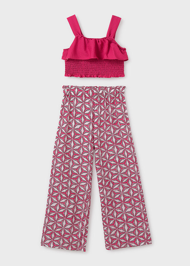 Girl's printed trousers and top set