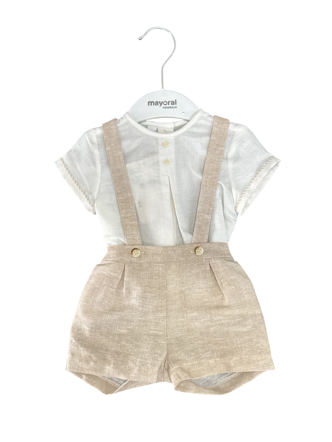 2-piece set with suspenders linen newborn