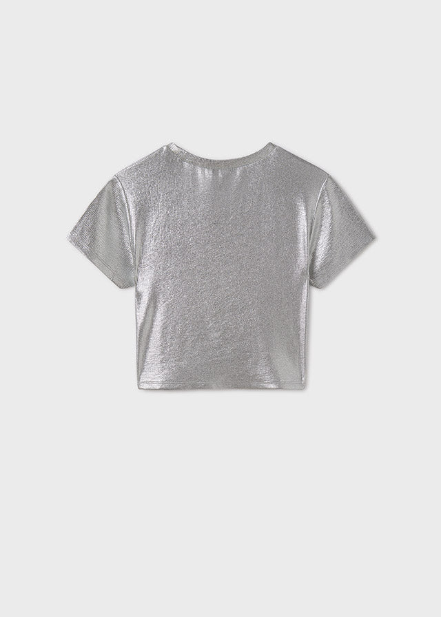 Girl's metallic ribbed t-shirt