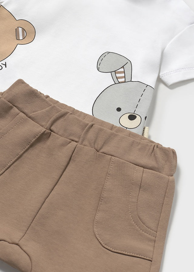 Completo pantaloncino e maglietta animaletti neonato