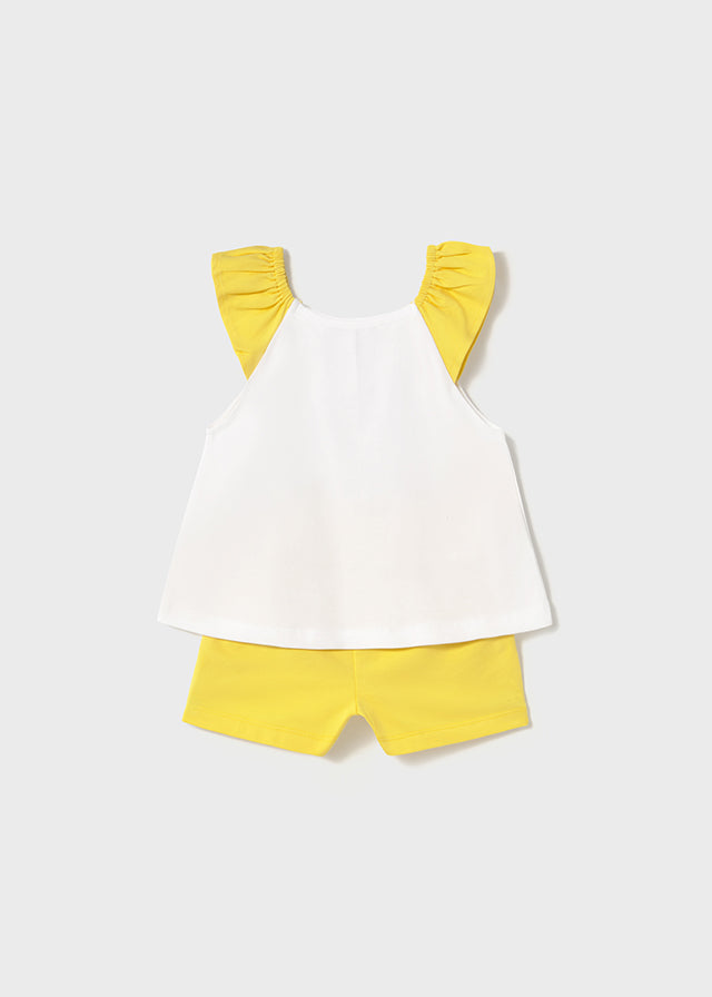 Completo pantaloncino e maglietta serigrafia baby femmina