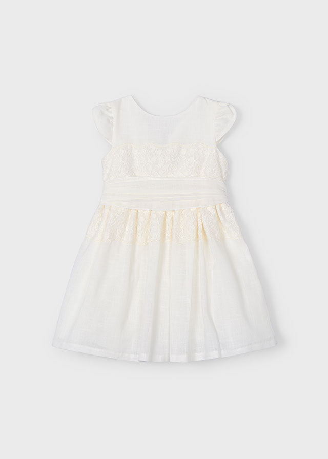 Vestito dettaglio pizzo con fusciacca bambina