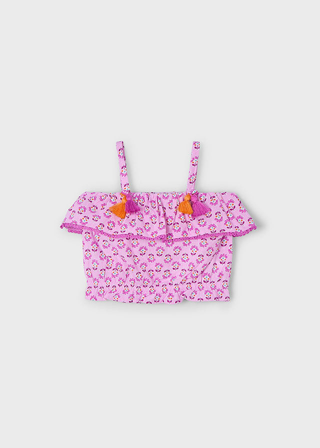 Blusa stampata volant bambina