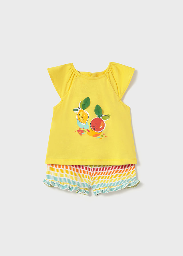 Completo pantalocino e maglietta frutta baby femmina