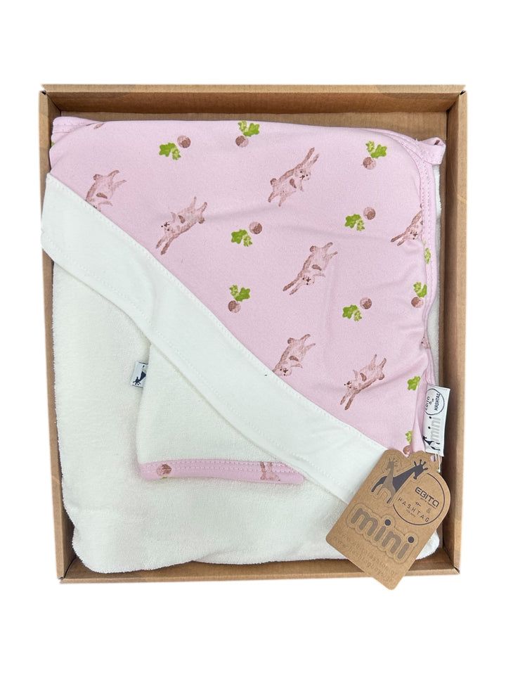 Set con accappatoio e guanto neonata
