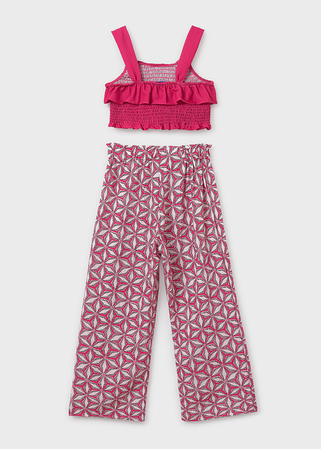 Girl's printed trousers and top set