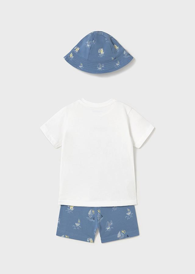 Completo 3 pezzi con cappello stampato baby maschio