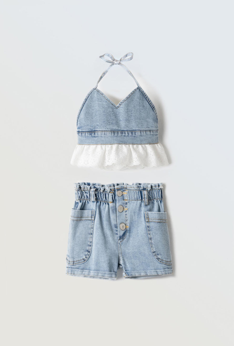 Set with top and shorts for girls