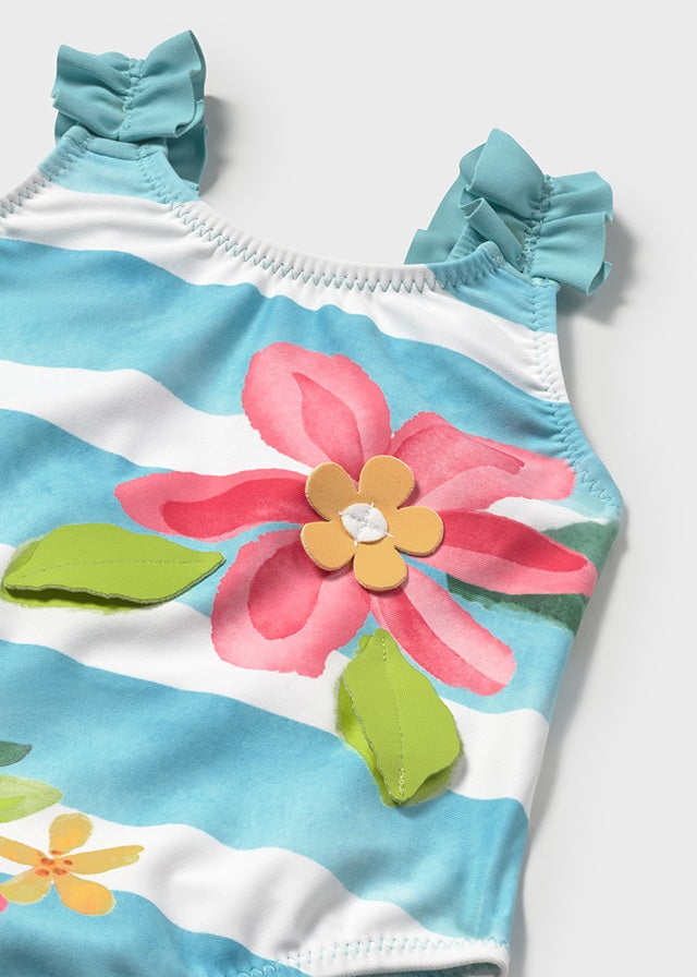 Costume righe e fiori baby femmina
