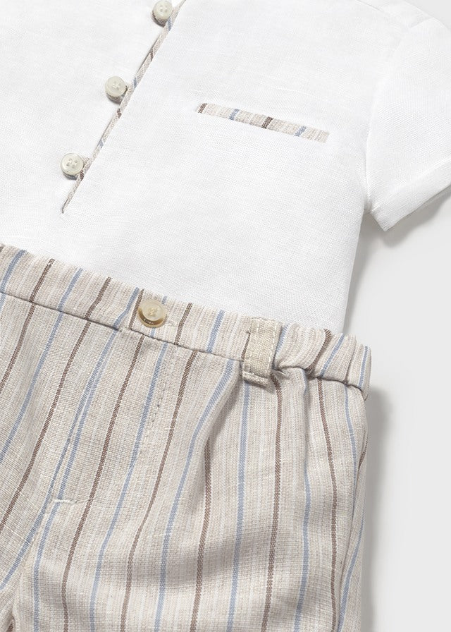 Completo pantaloncino e camicia lino neonato