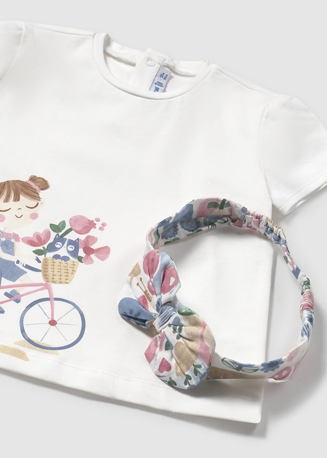 Maglietta con fascia stampata baby femmina