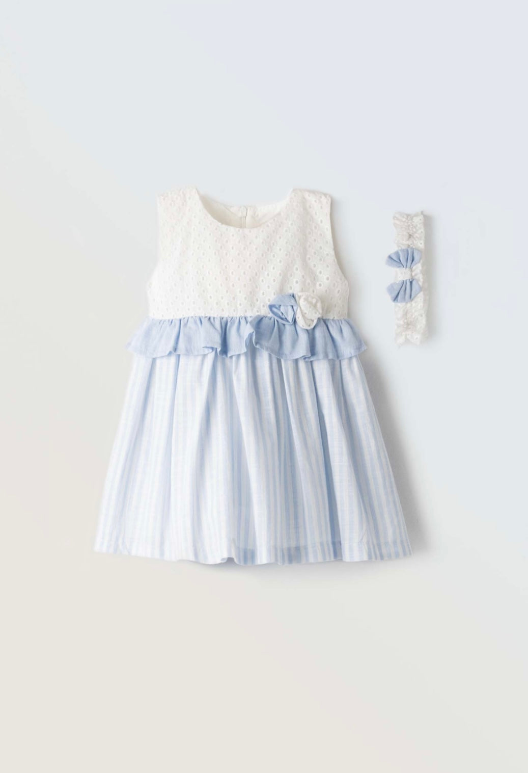Vestito in pizzo di Sangallo con fascia baby femmina