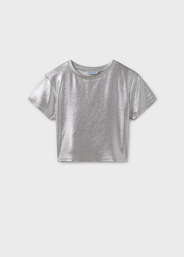 Girl's metallic ribbed t-shirt