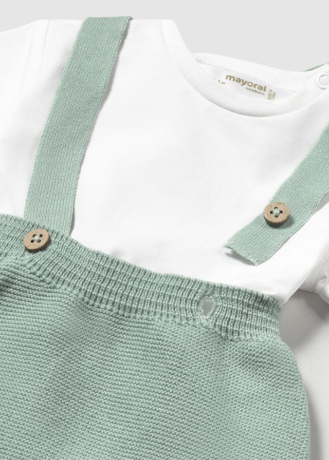 3-piece tricot set with baby cardigan