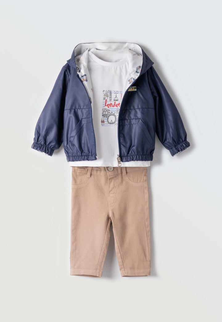 Completo giubbotto, maglietta a maniche corte e pantalone baby maschio