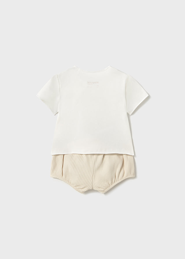 Completo pantaloncino e maglietta orsetto neonata