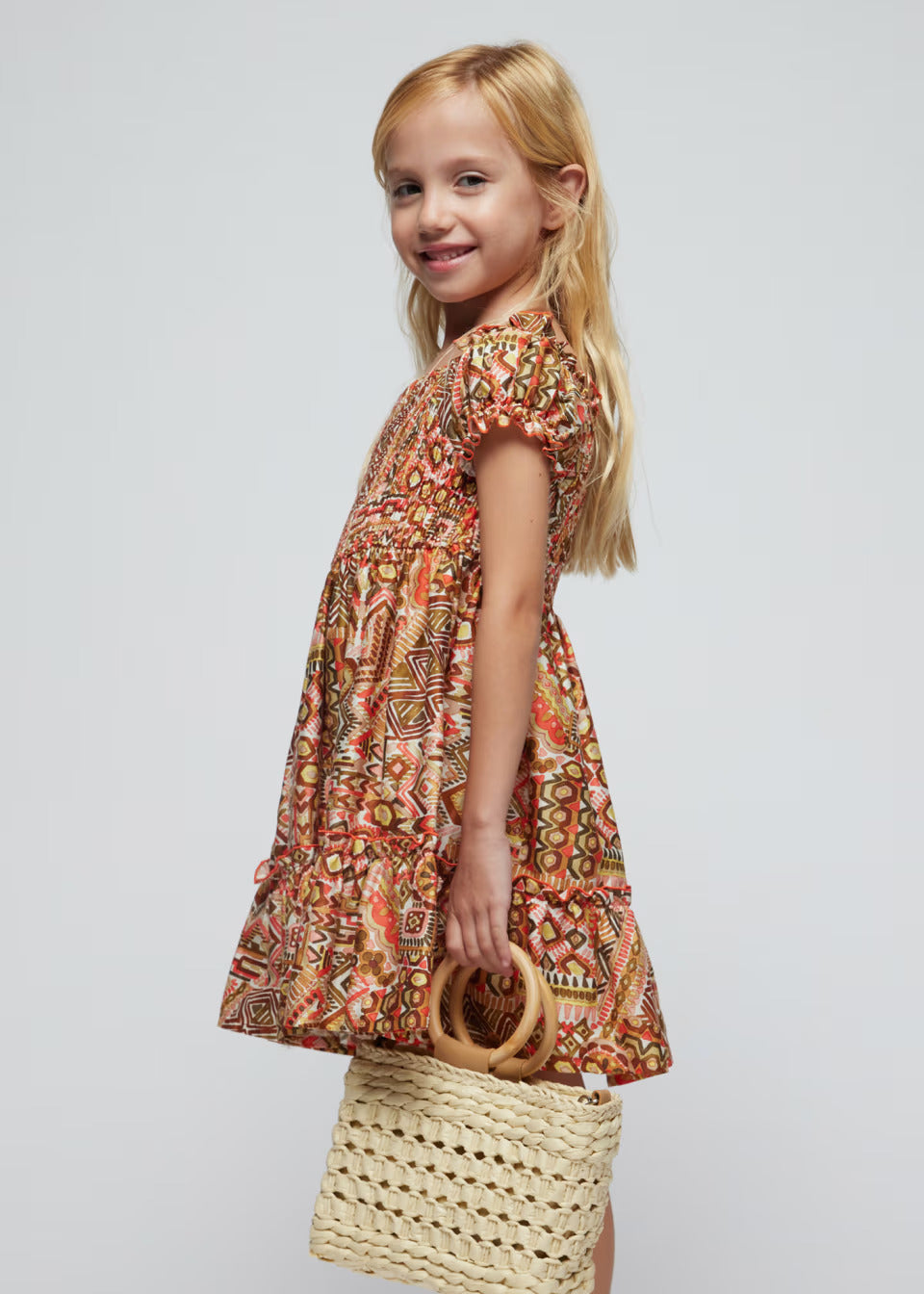 Vestito punto smock cotone bambina