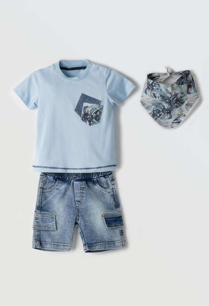 Completo maglietta, pantaloncino e bandana baby maschio