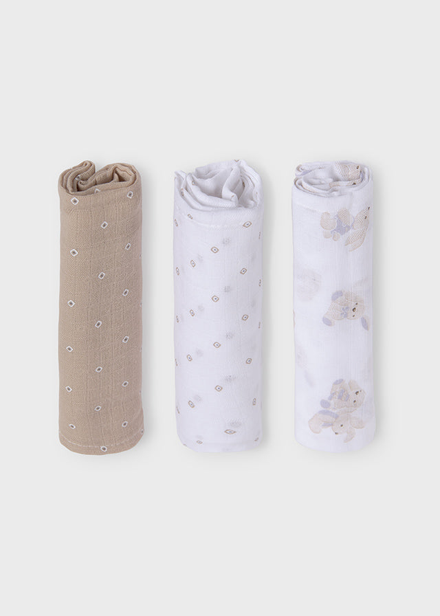 Set of 3 Better Cotton newborn gauzes