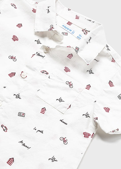 Camicia manica corta con stampa cotone baby maschio